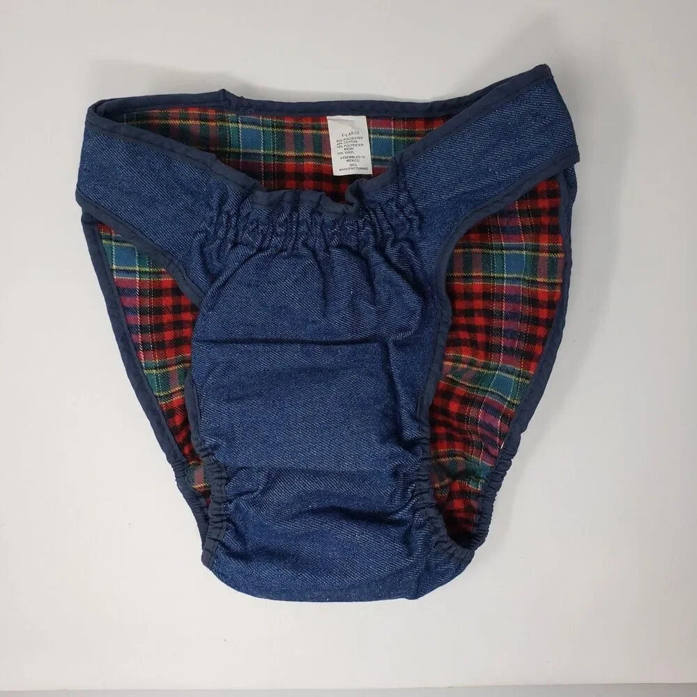 RPG Dog Diaper Wrap X Large Washable Denim Plaid Reusable Belly Band Dog NWT